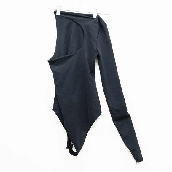Zara Black Asymmetrical Stretchy Bodysuit Top - Picture 9 of 9